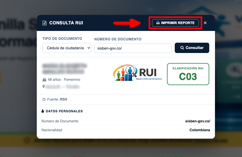 Descargar certificado del RUI Descargar certificado del RUI Sisben